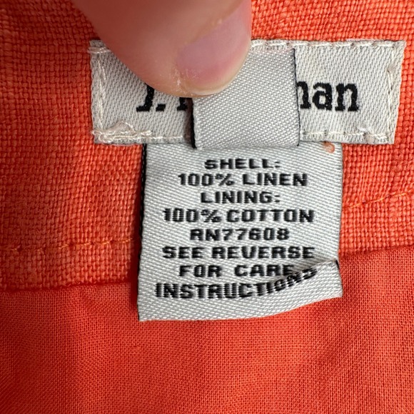 J. Peterman 1911 Linen Dress Size 16 Orange Fit Flare Midi Cottagecore Retro - Picture 9 of 11